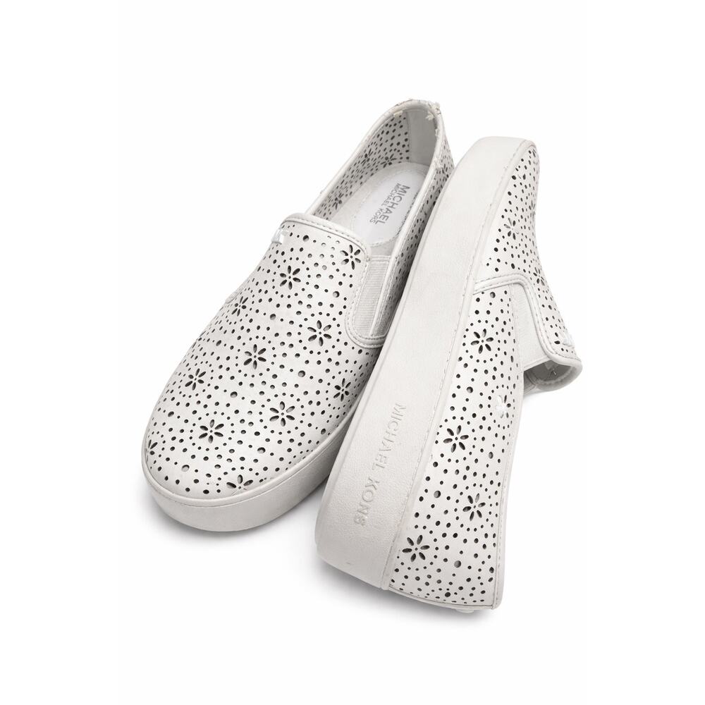MICHAEL Michael Kors Kane Perforated Slip-On White Leather Clean Sneakers Sz 7 W - Picture 3 of 6